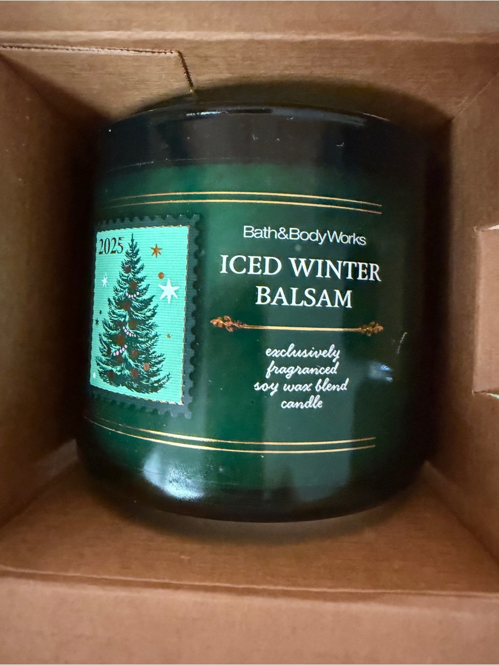 Bath & Body Works Iced Winter Balsam Candle with Bow Lid